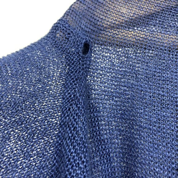 Ronit Zilkha Cobalt blue 100% Linen waterfall draped  long sleeve open cardigan - Picture 11 of 14